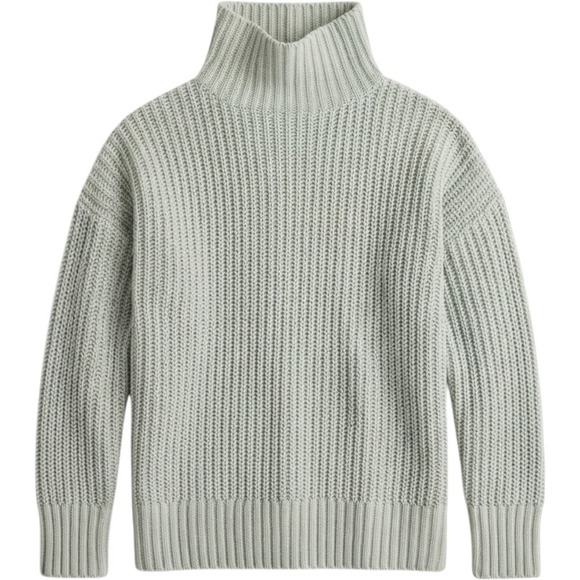 aerie Sweaters - Aerie Women Ice Blue Chenille Mock Neck Ribbed Oversized Knit Sweater Small